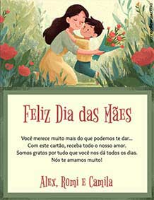 Cart�es de Dia das M�es para impress�o. Flores para a m�e