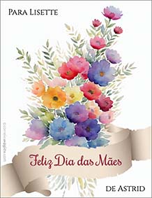 Cartões de Dia das Mães para impressão. Ramo de flores