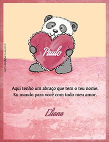 Cartes de amor para impresso. Um abrao que tem o teu nome