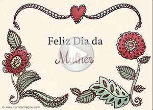 Tarjeta animada de Da da Mulher. Amor e alegria