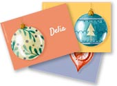 Cartões de Natal para impressão. Enfeites de árvore de Natal