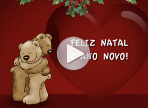 Tarjeta animada de Natal. Lhe envio um abrao  distncia