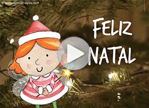 Tarjeta animada de Natal. Magia natalina