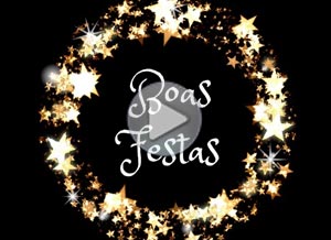 Tarjeta animada de Natal. Boas Festas