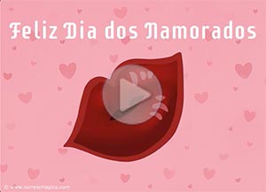 Tarjeta animada de Día dos Namorados. Mandando um beijo virtual 
