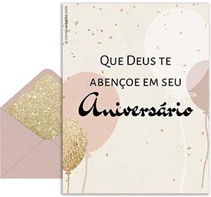 Cartão 3D de aniversarios grátis. Deus te abenoe