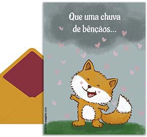 Cartão 3D de aniversarios grátis. Chuva de bnos