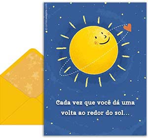 Cartão 3D de aniversarios grátis. Cada ano mais brilhante