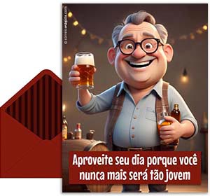 Cartão 3D de aniversarios grátis. Cuidado