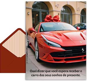 Cartão 3D de aniversarios grátis. Presente dos sonhos