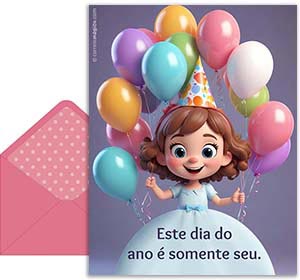 Cartão 3D de aniversarios grátis. seu dia especial