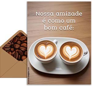 Tarjeta 3D de Dia do Amigo gratis. Para os amantes de caf
