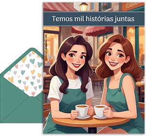 Cartão 3D de dia-do-amigo grátis. Escrevendo histrias juntas
