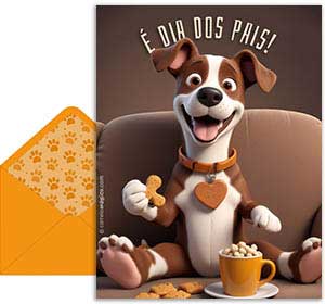Tarjeta 3D de Dia dos Pais gratis. Do seu cachorro